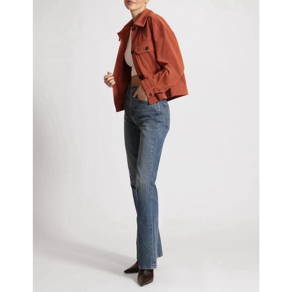 Avec Les Filles Corduroy Cropped Shacket Sz L Oversized Workwear Utility Jacket - Picture 3 of 12